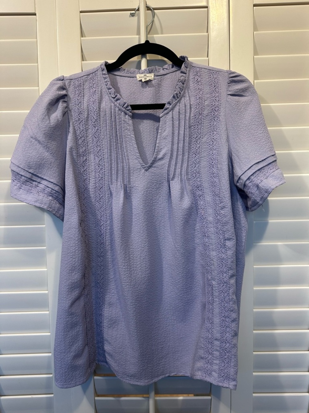 Light Lavender Pintuck Split-Neck Blouse